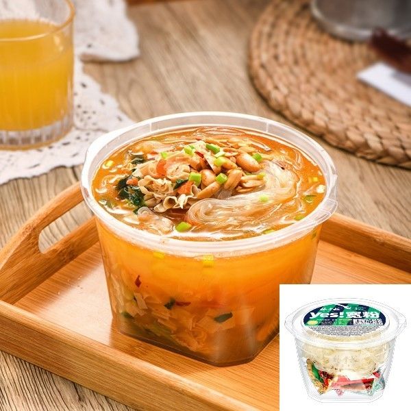 Air mendidih 5 Mins Vermicelli lebar datar Mie instan dengan kacang dan Vermicelli lebar