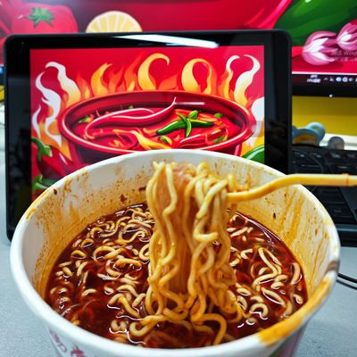 203g Barrel Instant Noodles Dengan Rasa Hot Pot Dan Bahan Sayuran